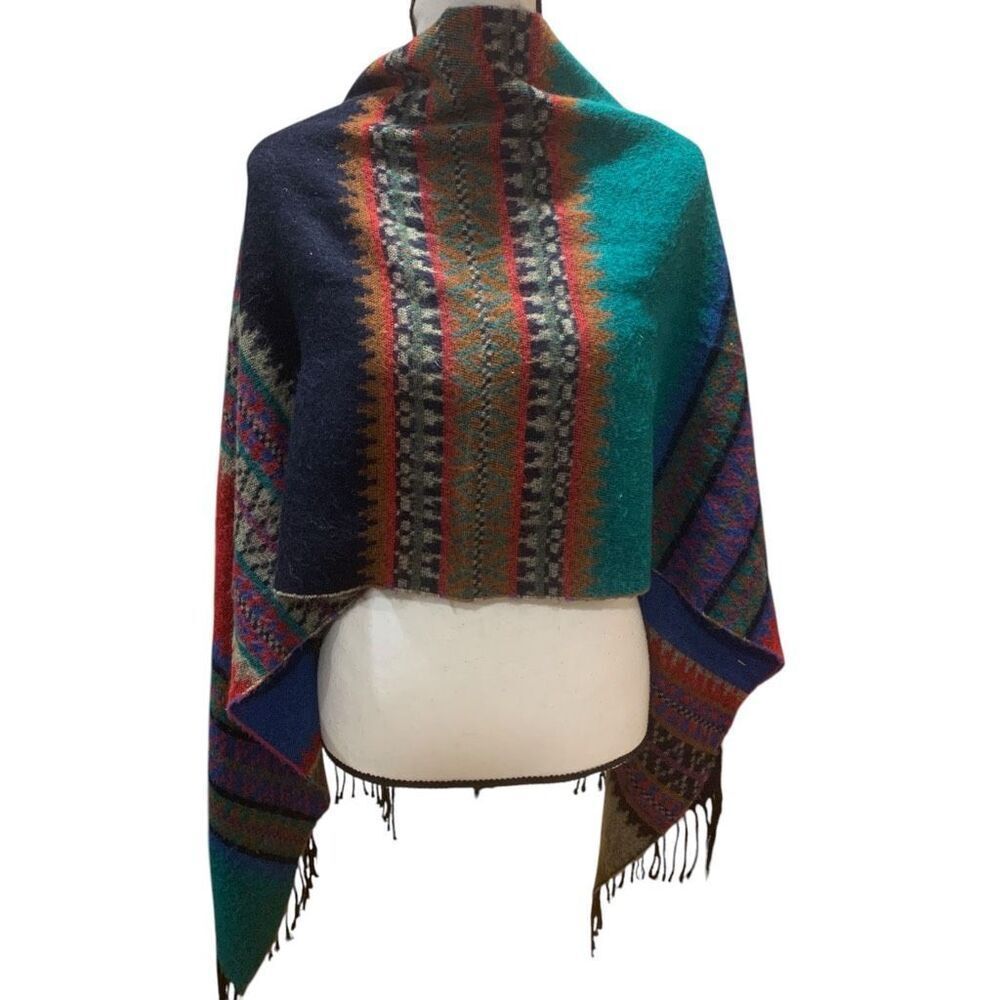 Cesbon Scarf, Vintage, Made in Italy, Acrylic/Wool, Multicolor, Reversible, Wome